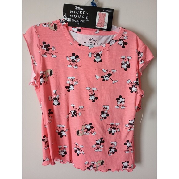 NWT Disney Mickey Mouse 3 Pc Short Sleeve Shorts Pajama Set Size XS - Picture 1 of 10